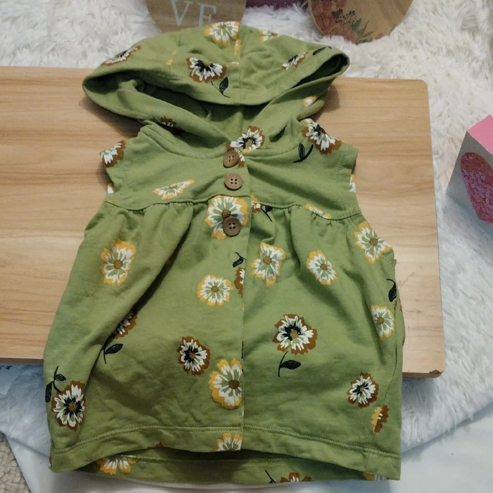 Carter's 24 months Green Floral Hooded Vest